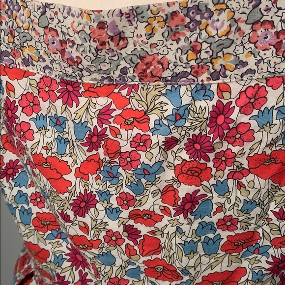 French chic Cacharel pleated floral cotton top M - Picture 5 of 8